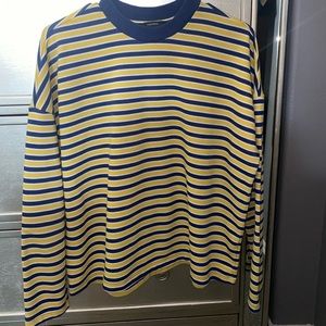 Forever 21 white, blue & yellow striped sweatshirt